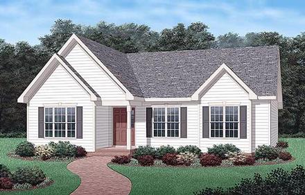 Ranch Traditional Elevation of Plan 45342