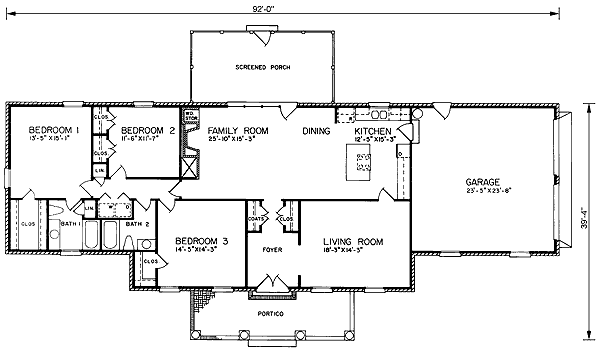 One-Story Ranch Level One of Plan 45343