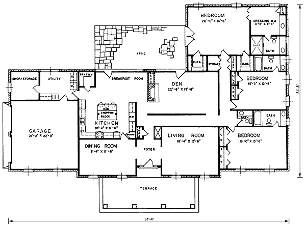 European One-Story Level One of Plan 45344