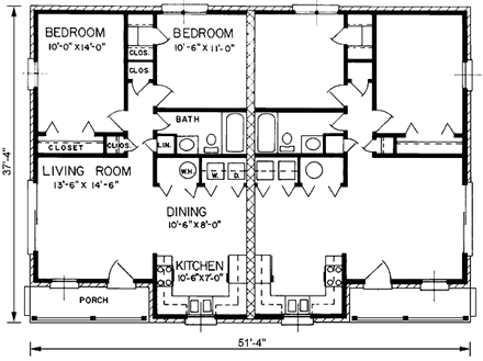 Multi-Family Plan 45348 First Level Plan