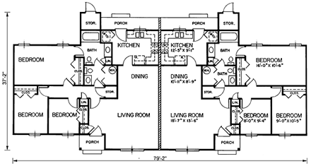 Multi-Family Plan 45366 First Level Plan