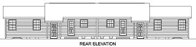 One-Story Ranch Rear Elevation of Plan 45366