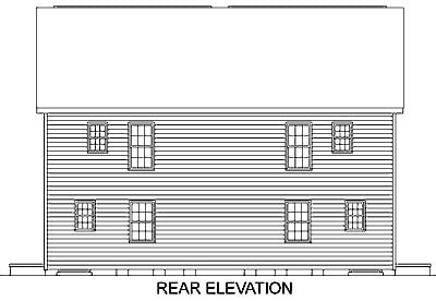 Colonial Rear Elevation of Plan 45370