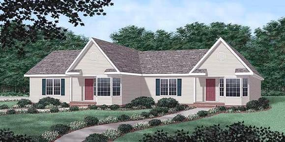 Multi-Family Plan 45371 Elevation