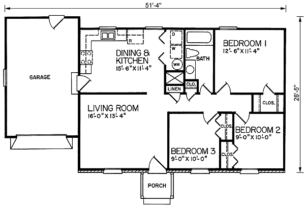 One-Story Ranch Level One of Plan 45373