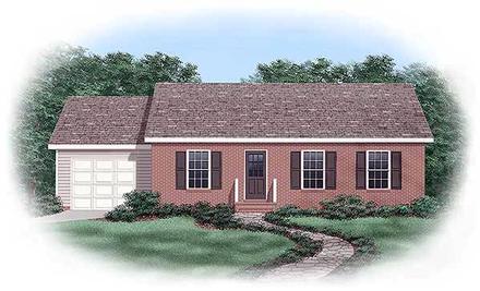 One-Story Ranch Elevation of Plan 45373