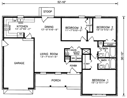 House Plan 45374 First Level Plan