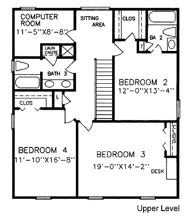 House Plan 45376 Second Level Plan