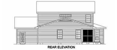 Country Rear Elevation of Plan 45376