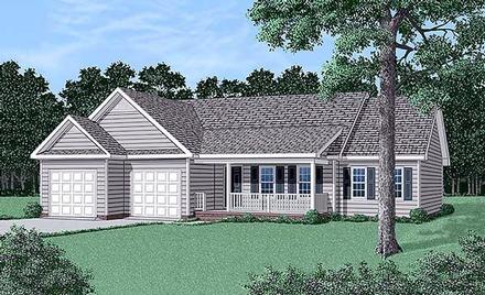 One-Story Ranch Elevation of Plan 45383