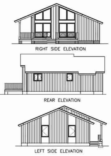 Contemporary Narrow Lot One-Story Rear Elevation of Plan 45395