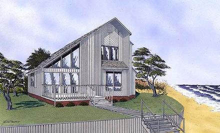 Contemporary Narrow Lot Elevation of Plan 45397