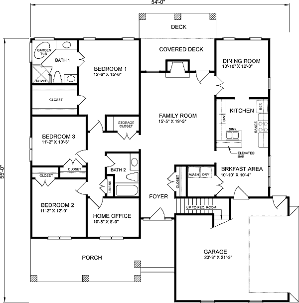 One-Story Traditional Level One of Plan 45409