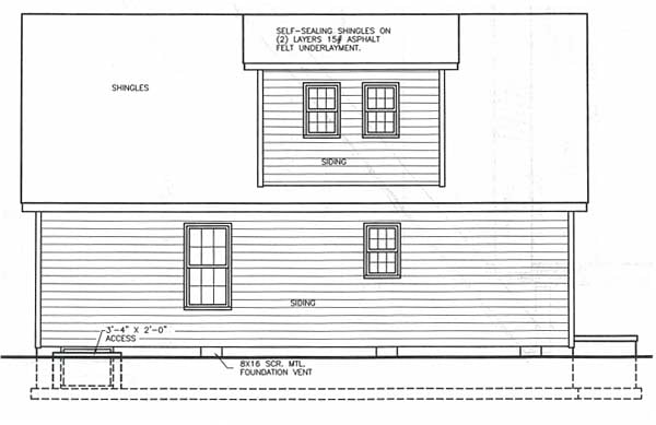 Ranch Rear Elevation of Plan 45415