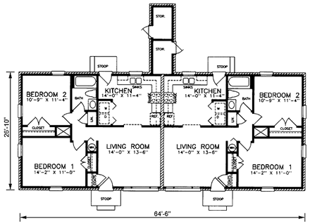 Multi-Family Plan 45418 First Level Plan