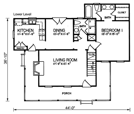 House Plan 45419 First Level Plan