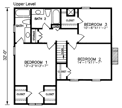 Narrow Lot Traditional Level Two of Plan 45422