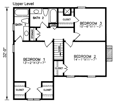 House Plan 45422 Second Level Plan