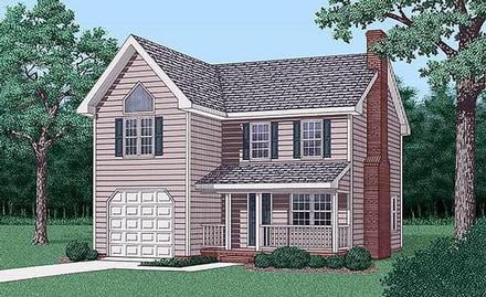 Narrow Lot Traditional Elevation of Plan 45422