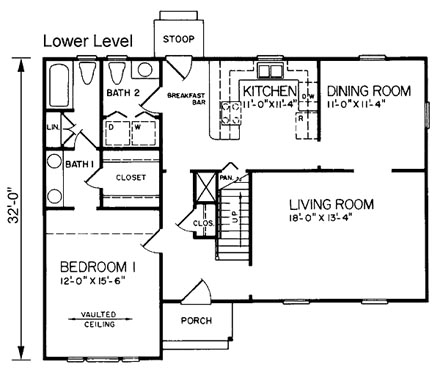 House Plan 45424 First Level Plan