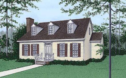 Cape Cod Elevation of Plan 45429