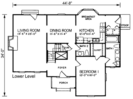 House Plan 45434 First Level Plan