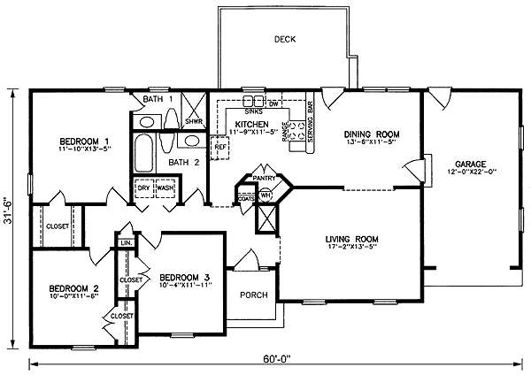 One-Story Traditional Level One of Plan 45437