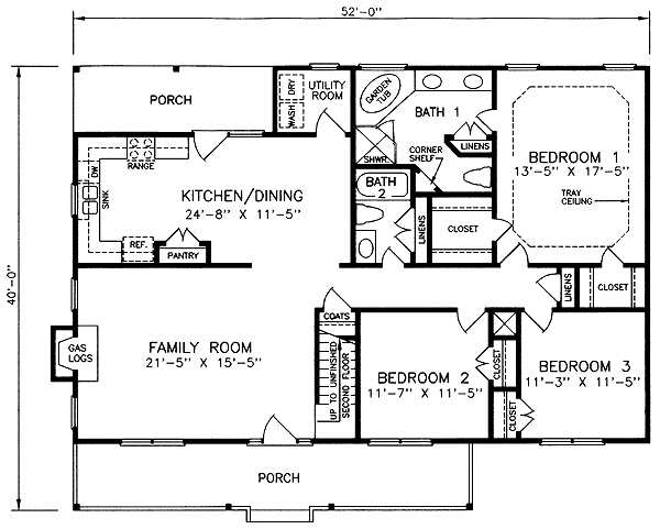 Cape Cod One-Story Level One of Plan 45440