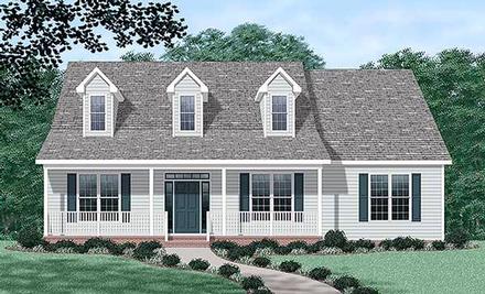 Cape Cod One-Story Elevation of Plan 45440