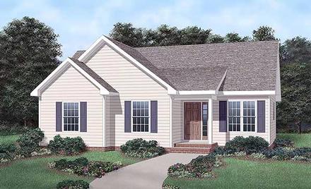 Narrow Lot One-Story Traditional Elevation of Plan 45443