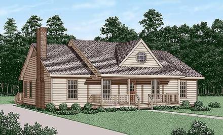 Country One-Story Elevation of Plan 45448