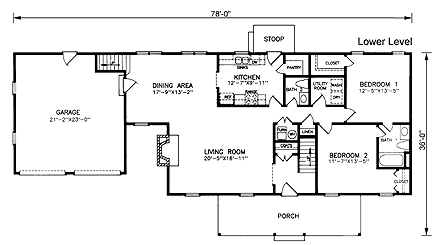 Ranch Level One of Plan 45452
