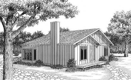 Contemporary Narrow Lot One-Story Elevation of Plan 45459