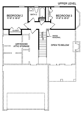 House Plan 45470 Second Level Plan