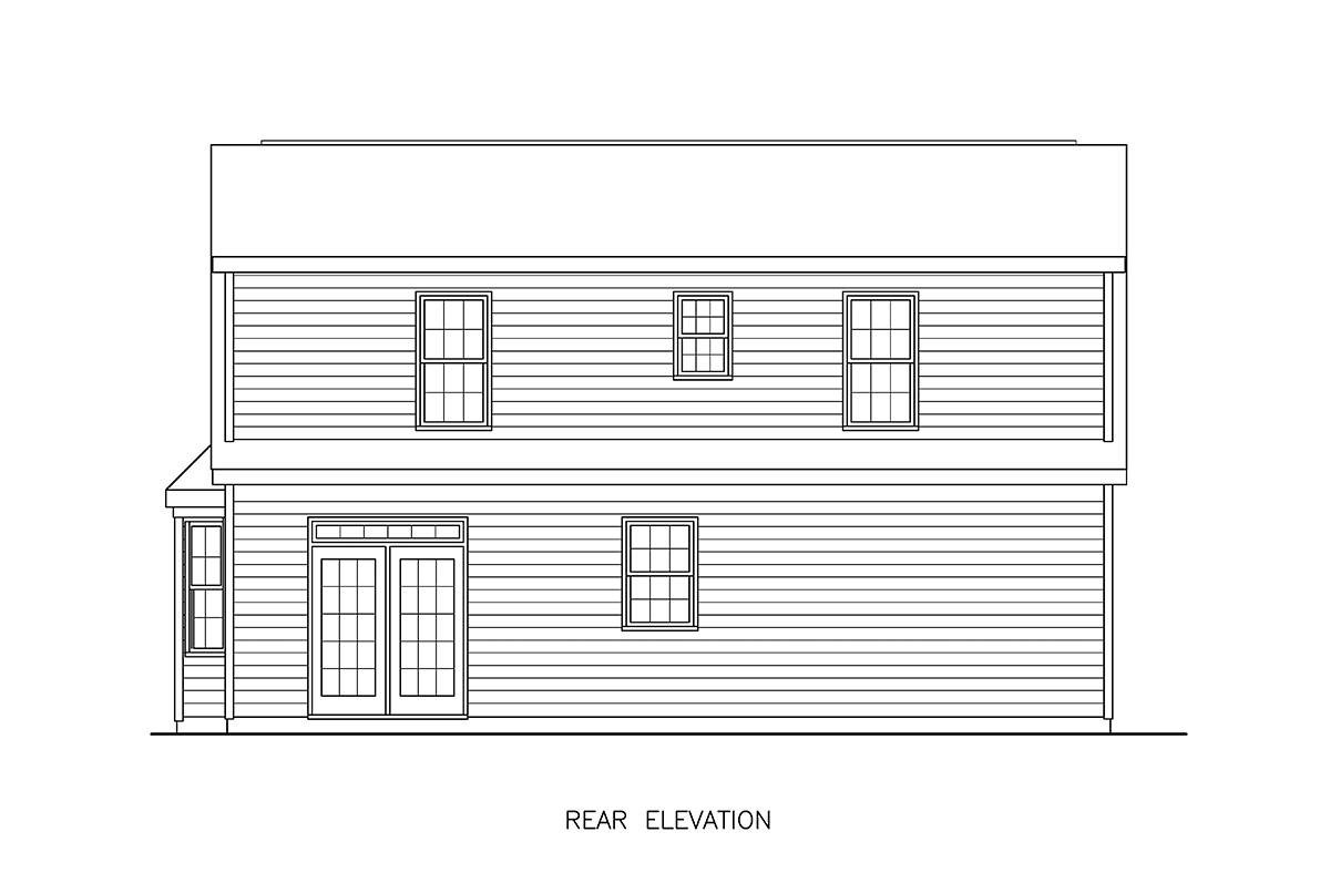 Traditional Rear Elevation of Plan 45470