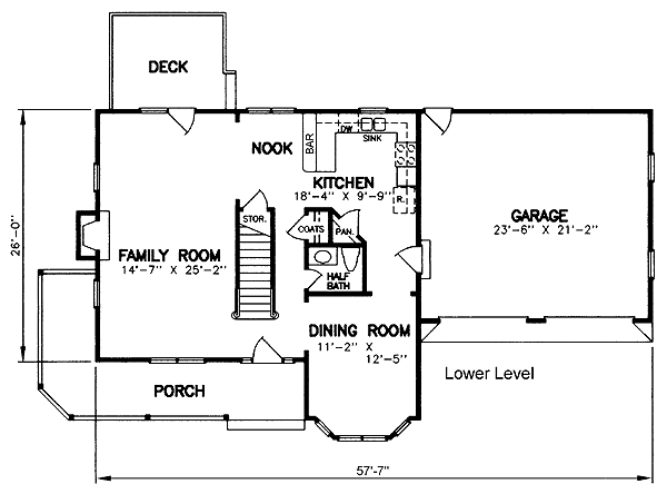 Farmhouse Level One of Plan 45473