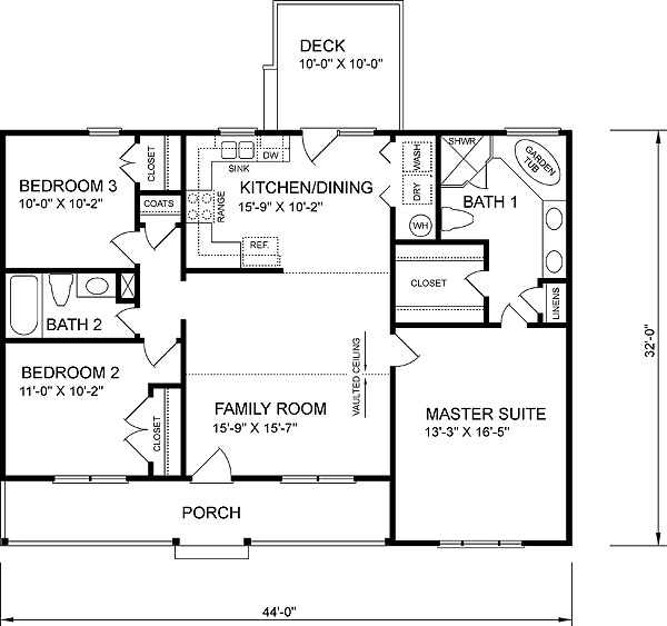 Country Ranch Traditional Level One of Plan 45476