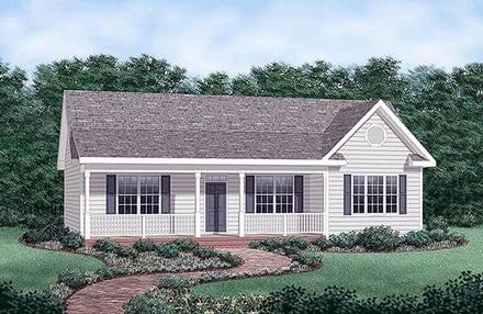 Country Ranch Traditional Elevation of Plan 45476