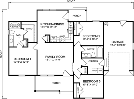 House Plan 45477 First Level Plan