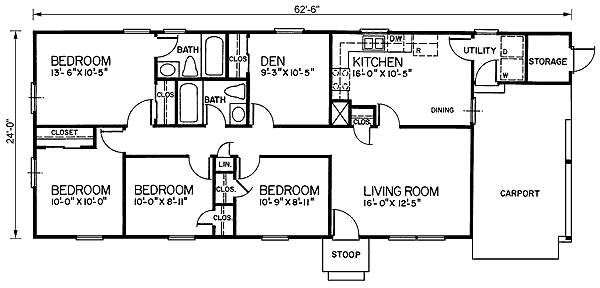 One-Story Ranch Level One of Plan 45481