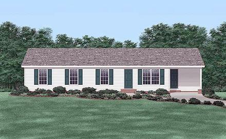 One-Story Ranch Elevation of Plan 45481