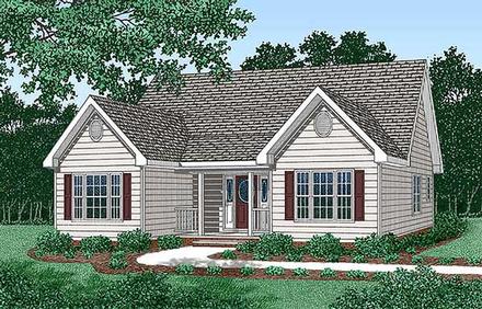 Narrow Lot One-Story Traditional Elevation of Plan 45483