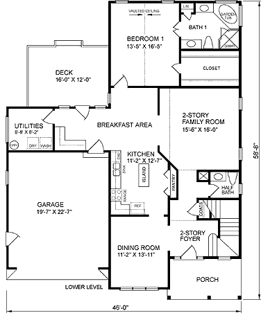 House Plan 45484 First Level Plan