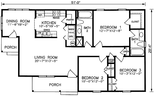 One-Story Ranch Level One of Plan 45485