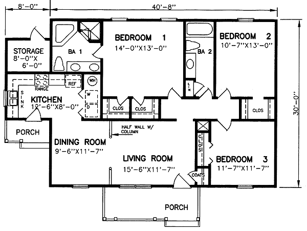 One-Story Ranch Level One of Plan 45486