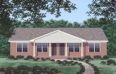 One-Story Ranch Elevation of Plan 45487