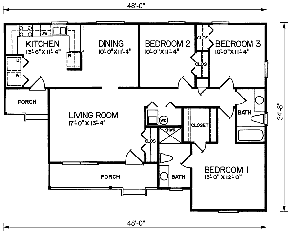 Ranch Level One of Plan 45489