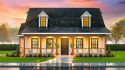 Cape Cod Elevation of Plan 45492