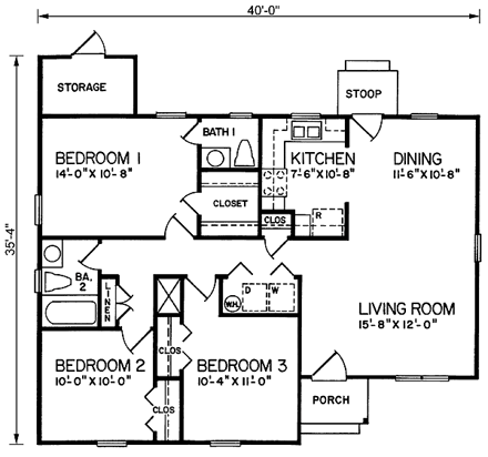 House Plan 45495 First Level Plan