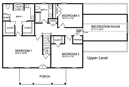 House Plan 45498 Second Level Plan